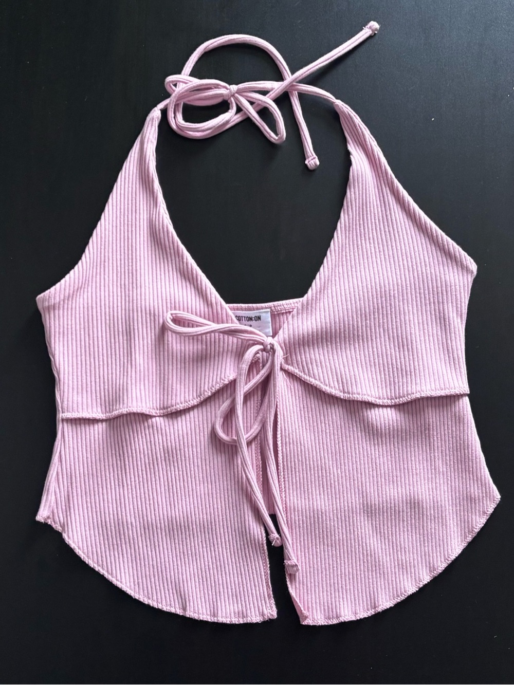 Cotton On Ribbed Halter Tank Top in Light Pink